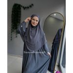 Yüsra Collection Papatya Nakışlı Liza Elbise ve Kısa Sufle 2 'li Takım - Füme - Standart