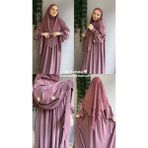 Yüsra Collection Papatya Nakışlı Liza Elbise ve Kısa Sufle 2 'li Takım - Gül Kurusu - Standart