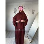 Yüsra Collection Tesettür Asel Takım Elbise Sufle Peçe 3’lü - Kiremit - Standart