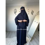 Yüsra Collection Tesettür Asel Takım Elbise Sufle Peçe 3’lü - Lacivert - Standart