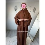 Yüsra Collection Tesettür Asel Takım Elbise Sufle Peçe 3’lü - Taba - Standart