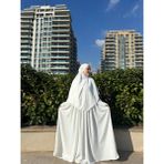 Yüsra Collection Tesettür Ayrobin Elbise ve Sufle Takım - Ekru - Standart
