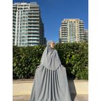 Yüsra Collection Tesettür Ayrobin Elbise ve Sufle Takım - Gri - Standart