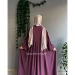 Yüsra Collection Tesettür Ayrobin Elbise ve Sufle Takım - Gül Kurusu - Standart