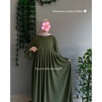 Yüsra Collection Tesettür Ayrobin Elbise ve Sufle Takım - Haki Yeşil - Standart