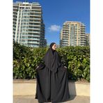 Yüsra Collection Tesettür Ayrobin Elbise ve Sufle Takım - Siyah - Standart