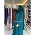 Yüsra Collection Tesettür Ayrobin Elbise ve Sufle Takım - Zümrüt Yeşil - Standart