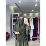 Yüsra Collection Tesettür Gölgeli Oval Sufle - Koyu Haki Yeşil