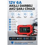 Yussraw 12v 6a Akıllı Araba Motosiklet Lcd Ekran Araç Akü Onarım Hızlı Şarj Cihazı Islak Kuru Jel Kurşunasit TAKVİYE DEİLDİR
