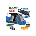 Yussraw 2-4 kişi kamp çadırı seti taşınabilir otomatik 200*200*145 +lamba+yatak+yastık+pompa+hoparlör