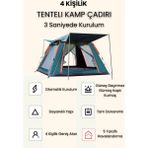 Yussraw 4 Kişilik Tam Otamatik Tenteli Kamp Çadırı Portatif Anti-Uv Outdoor Plaj Piknik Çadırı - Yeşil