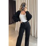 YUSUF CAN KARATAŞ KARATAŞ GİYİM Kadın Siyah Renk Triko Örgü Reglan Kol Bolero Hırka Standart SMLXL Uyumlu 4 Mevsim