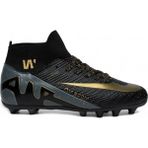 Yusuf Shoes Yusufshoes Boğazlı Yetişkin Çocuk Unisex Halısaha Krampon Futbol Ayakkabısı - Siyah - Altın