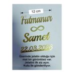 yusufdesigner Kişiye Özel Pleksi Yazı Nişan Tepsisi Pasta Üstü İki İsim ve Tarihli GOLD Renk Yapışkanlı