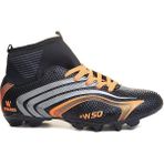 Yusufshoes Lion Boğazlı Çocuk Yetişkin Çoraplı Halı Saha Futbol Ayakkabısı - Siyah - Beyaz - Turuncu