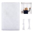 Yutou 3 metre merdiven koruma ağı, beyaz, çocuklar, balkon ve merdivenler için güvenlik ağı, görüş koruması, delmeden balkon, merdiven korkulukları için (300 x 73,5 cm)