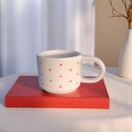 Yuugi Ceramic El Yapımı Seramik Kupa – Kırmızı Kalpli Bardak – - 08 Kırmızı