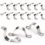 YUUTIAL Boru kelepçesi, 40 mm, 15 adet, iki delikli U boru kelepçesi, paslanmaz çelik, 304, gaz boruları, su boruları ve kabloların sabitlenmesi için sabitleme kelepçesi