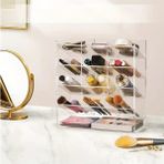 Yuvalı Şeffaf Akrilik Kalem ve Marker Organizer - Masaüstü Düzenleyici, Ofis ve Sanat Malzemeleri