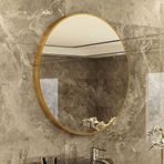 Yuvarlak Altın Metal Çerçeve Banyo Aynası, 40cm Duvara Monte, Tuvalet Alanı İçin Modern Tasarım