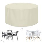 Yuvarlak bahçe masa örtüsü 250x90cm ağır 420D Oxford kumaş su geçirmez Anti UV rüzgar geçirmez açık dairesel mobilya koruma kapağı
