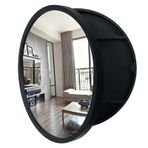 Yuvarlak Banyo Duvara Monte Aynalı Saklama Dolabı - Şık Siyah/Ahşap/Ceviz Kaplama, 70cm Yuvarlak Makyaj Aynası, Modern Banyolar için Yerden Tasarruf Sağlayan Nizer