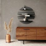 Yuvarlak Bölmeli 4 Parça Metal Mat Siyah Duvar Rafı Modern Dekoratif Metal Duvar Rafı, Daire 4'lü Siyah Dekoratif Antre