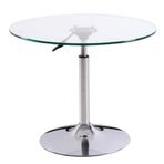 Yuvarlak Cam Bar Masası Ayarlanabilir Yükseklik Temperli Cam Sehpa Balkon için (70 cm Şeffaf)