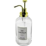 Yuvarlak Cam Şişe - Şeffafsıvı Sabunluk 500ML Pompa - Musluk Ayrık Model Başlı (3791)