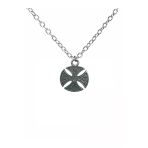 Yuvarlak Çerçeveli Haç Figürlü Unisex Kolye – 60 Cm Zincirli, Gotik & Minimal Metal Takı