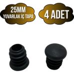 Yuvarlak Demir Profil Iç Tapa Geçme Plastik Ayak Geçme Koruma PLASTIĞI(25MM)(SİYAH) - Siyah - SİYAH - 4 ADET