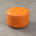 Yuvarlak Deri Osmanlı Ayak Taburesi Oturma Odası Mutfak Yatak Odası Turuncu 36x26cm