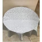 Yuvarlak Desenli Masa Örtüsü, PVC Astarlı, 180 cm, gri
