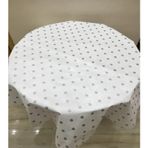 Yuvarlak Desenli PVC Masa Örtüsü, Astarlı, Gri Puantiyeli, 140 cm