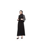 Yuvarlak Desenli Şifon Kollu Tuğba Model Elbise - Siyah Siyah-912 36