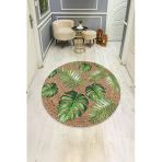 Yuvarlak Dijital Baskı Yaprak Hasır Görünümlü Modern Kaymaz Tabanlı Halı H0316 Renkli 200 X 200