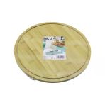 Yuvarlak Döner Tablalı Ahşap Bambu Sunum Tepsisi Tahtası =29.7cm - Mini Sofra Kanallı Kenar (5224)