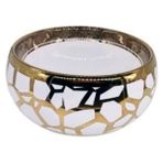 Yuvarlak Gold Geometrik Desenli Tezgah Üstü Seramik Çanak Lavabo - Beyaz-Gold