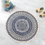 Yuvarlak Halı Bohem El Yapımı Dokuma Halılar Pamuk Keten Hindistan Mandala Desen Renkli Yuvarlak Halı Püsküllü Yatak Odası Oturma Odası Ev Dekoru için, 09,180 cm / 70,1 inç