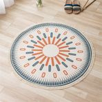 Yuvarlak Halı Bohem El Yapımı Dokuma Halılar Pamuk Keten Hindistan Mandala Desen Renkli Yuvarlak Halı Püsküllü Yatak Odası Oturma Odası Ev Dekoru için, 12,120 cm / 47,2 inç