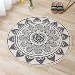 Yuvarlak Halı Bohem El Yapımı Dokuma Halılar Pamuk Keten Hindistan Mandala Desen Renkli Yuvarlak Halı Püsküllü Yatak Odası Oturma Odası Ev Dekoru için, 14,120 cm / 47,2 inç