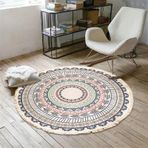 Yuvarlak Halı Bohem El Yapımı Dokuma Halılar Pamuk Keten Hindistan Mandala Desen Renkli Yuvarlak Halı Püsküllü Yatak Odası Oturma Odası Ev Dekoru için, 25,120 cm / 47,2 inç