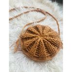 Yuvarlak Hasır Makaron Bohem Çanta, Yuvarlak el örgüsü çanta, Hasır , Kağıt ip çanta, tasarım günlük çanta, plaj modası, yazlık çanta, kadın boyundan asılabilir handmade kese rengi çanta