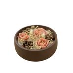 Yuvarlak kasede 19x5 cm çiçek mum
