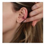 Yuvarlak Mor Zirkon Taşlı Rose Gold Kaplama Gümüş Kıkırdak Küpe