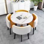 Yuvarlak Mutfak Masa Takımı, 5 Parça 4 Sandalyeli Yemek Masası - Mutfak, Yemek Odası, Konferans Odası için Modern Yuvarlak Yemek Masası - 74,9 x 74,9 cm Yuvarlak Masa Küçük Alanlar İçin İdeal