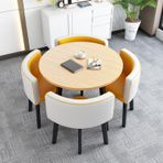 Yuvarlak mutfak yemek masası seti, 1 masa ve 4 sandalyeli, 5 parçalı yemek takımı, yuvarlak konferans masası, çeşitli senaryolara uygun, 80x75 cm/31,5 x 29,5 inç.