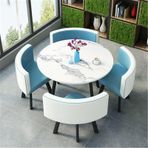 Yuvarlak Mutfak Yemek Takımı - 5 Parçalı Yuvarlak Konferans Masası 4 Sandalyeli Kahvaltı Bar Mobilyaları Yemek Odası için Mükemmel 80x75 cm/31.5x29.5in Şık ve Yer Tasarruflu