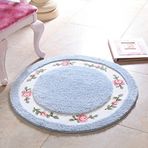 Yuvarlak Pastoral Stil Banyo Paspası 70 cm Mavi Alan Halısı Yatak Odası Oturma Odası ve Ofis için Yumuşak Kaymaz Halı Banyo Dekoru için