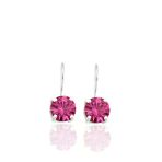 Yuvarlak Pembe Zirkon Taşlı Sallantılı Gümüş Kadın Küpe 2X0.8 Cm